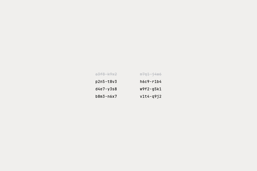Recovery codes for two-factor authentication